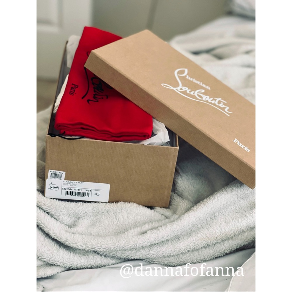 Christian Louboutin White Leather Slide Sandals: WORN TWICE